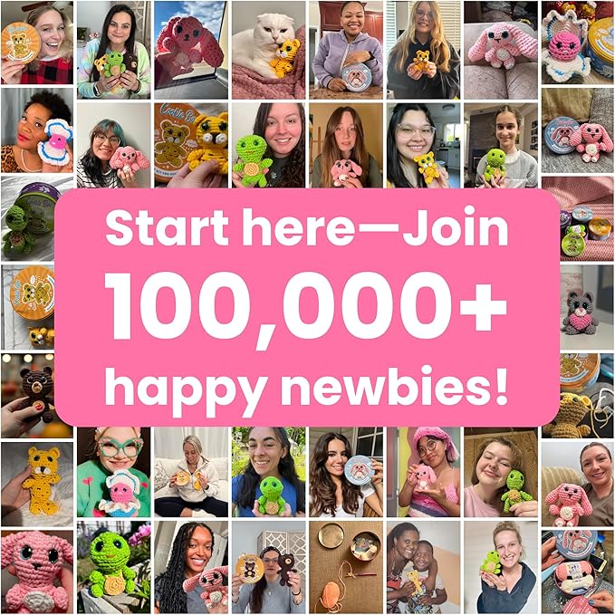 Cookie Box Crochet Kit for Beginners - Learn to Craft Amigurumi Stuffed Animals - Knitting Gift for Kids and Adults - Beginner-Friendly Yarn - Stitch-by-Stitch Video Tutorial - Bear Ted