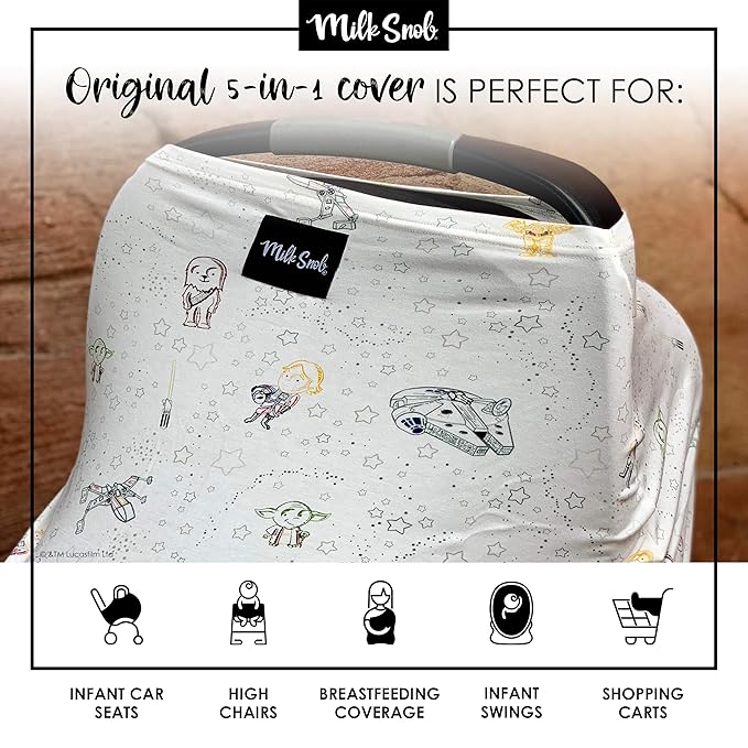 Milk Snob ORIGINAL Star Wars 5-in-1 Cover, Little Galaxy, Added Privacy for Breastfeeding, Baby Car Seat, Carrier, Stroller, High Chair, Shopping Cart, Lounger Canopy - Newborn Essentials, Nursing Top