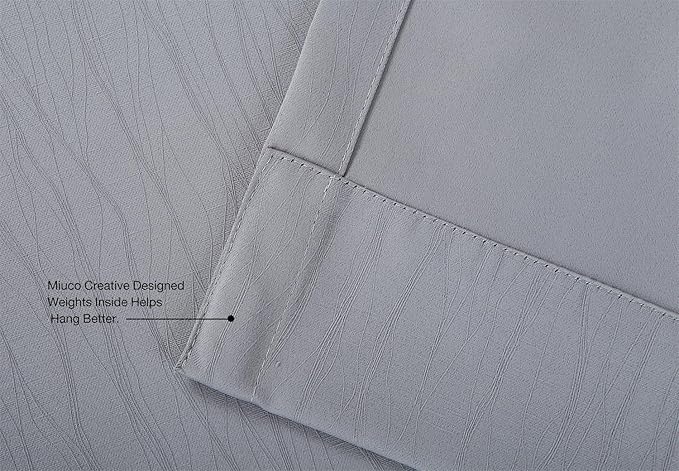 MIUCO Blackout Curtains Room Darkening Curtains Textured Grommet Window Curtains for Bedroom 2 Panels 52x63 Inch Long Silver