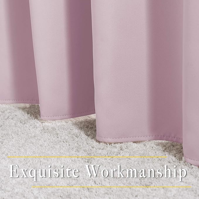 NICETOWN Room Darkening Drapes for Nursery - (52 inches Width by 120 inches Length, Lavender Pink, 1 Pair) Light Blocking Curtain Panels for Bedroom Girl Room, Soft Fabric Window Treatment