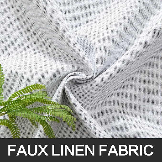 MIULEE Linen Texture Curtains for Bedroom Solid 100% Blackout Thermal Insulated Grayish White Curtains Grommet Room Darkening Curtains/Drapes Decor for Living Room 52x108 Inch (2 Panels)