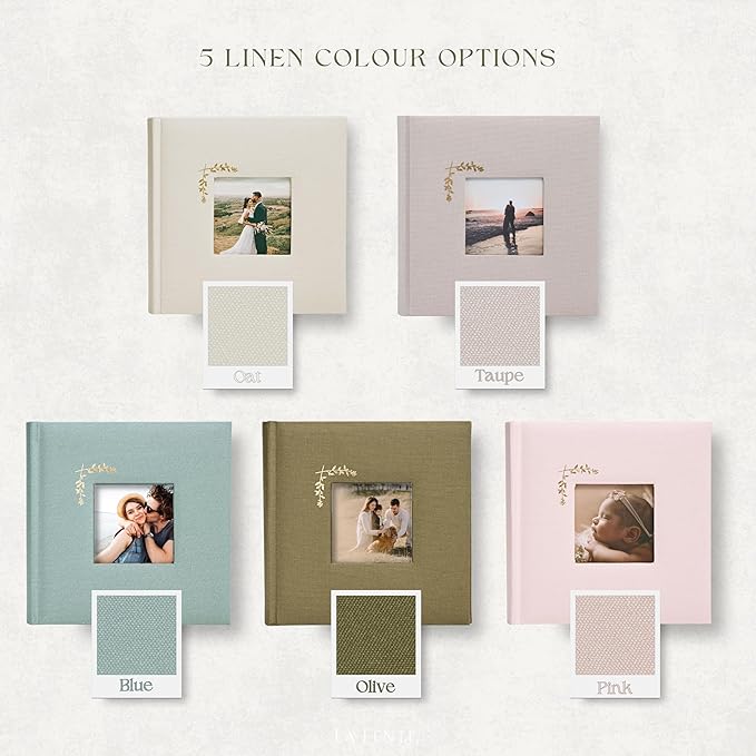 Elegant Linen Photo Album - 200 Acid-Free Pockets for 4x6 Pics - Perfect for Weddings & Gifts