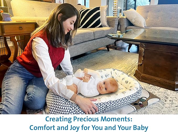 Baby Lounger – Portable Baby Lounger Pillow & Adjustable Baby Nest for 0-24 Months, Soft Infant Floor Seat & Breathable Infant Lounger for Home & Travel