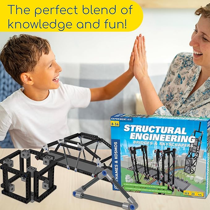 Thames & Kosmos Structural Engineering: Bridges & Skyscrapers | Science & Engineering Kit | Build 20 Models | Learn about Force, Load, Compression, Tension | Parents' Choice Gold Award Winner, Blue