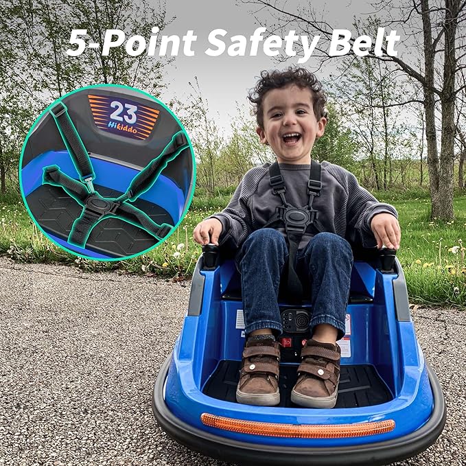 Baby Bumper Car, 6V Electric Kids Bumper Car for Toddlers with Remote Control, Bluetooth - Navy Blue