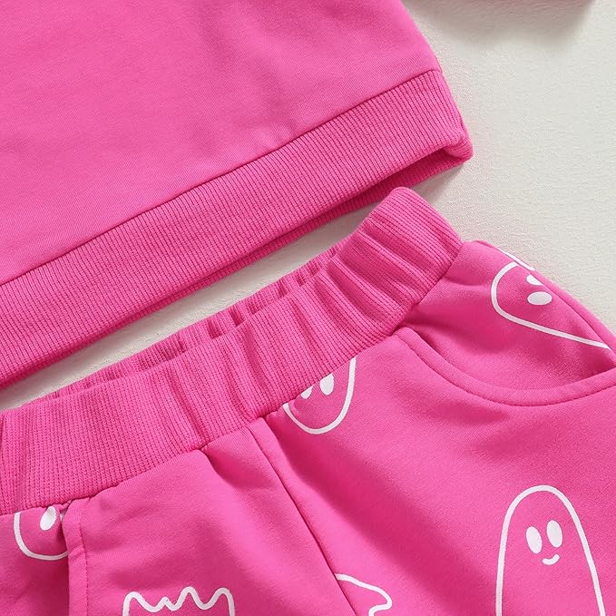 0-4T Toddler Boy Girl Halloween Outfit Fall Clothes Ghost Long Sleeve Sweatshirt Top Pants Baby Halloween Clothes