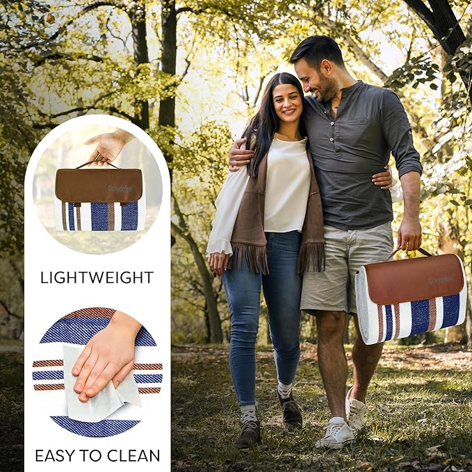 scuddles 60" x 80" Extra Large Outdoor Picnic Blanket – Waterproof, Foldable Travel Mat for Beach, Camping, Grass, Lawn, Park – Dual Layer, Sand-Free, Soft Throw Rug Fits 4 Adults, Summer Accessories