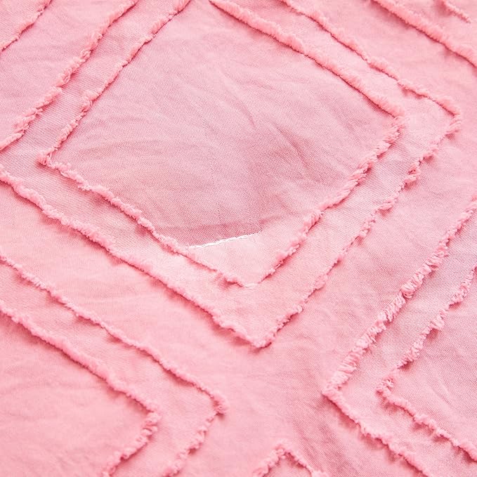 Mini Crib Bedding Set 3 Pieces Baby Boho Quilted Tufted Ruffles Comforter with Fitted Sheet and Ruffled Bed Skirt - Cute Shabby Baby Bedding Fits Mini Crib Only Pink