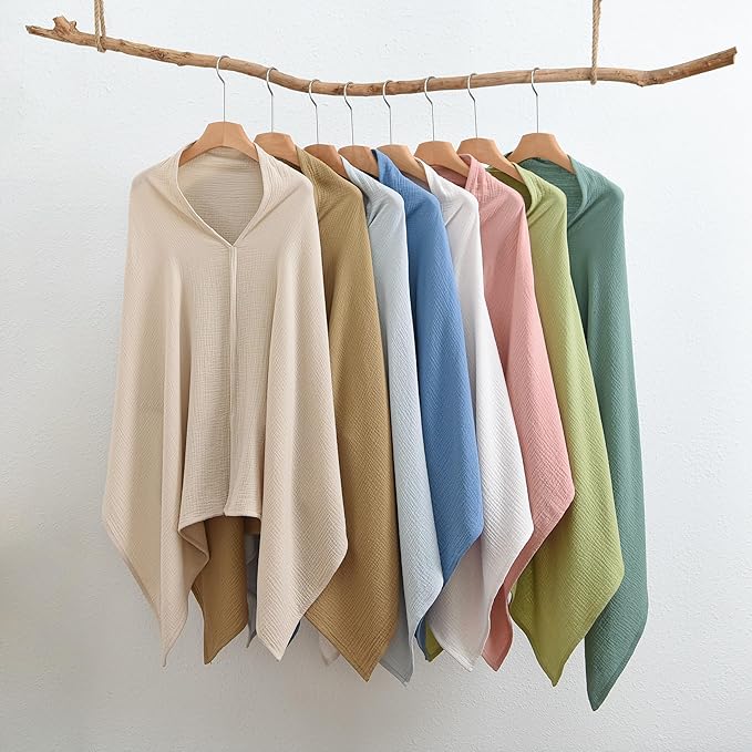 2-Pack Nursing Covers for Breastfeeding, 100% Organic Cotton Muslin Breastfeeding Cover, Multi-Use Nursing Scarf, Car Seat Canopy, Stroller Cover, Soft Breathable Baby Blanket Grey