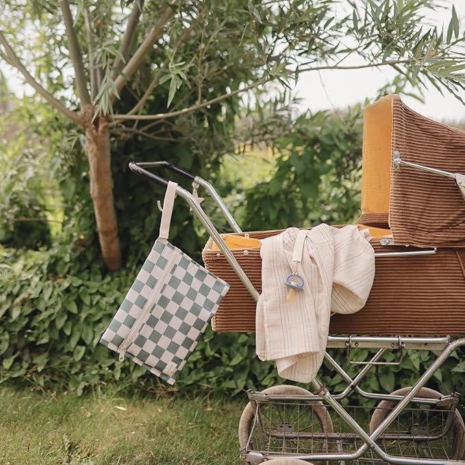 mushie Water Resistant Wet Bags | Large & Small Reusable Storage Bag for Baby Items and Travel | Zippered Pockets with Handle | Machine Washable, Set of 2 (Sun)