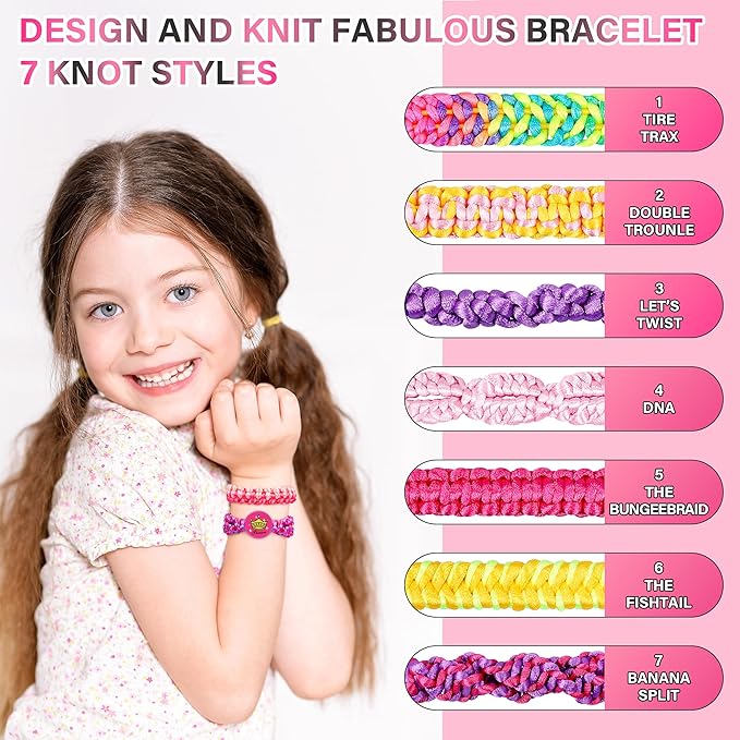 Dpai Friendship Bracelet Making Kit for Girls,DIY Arts and Crafts Toys,Jewelry String Maker Kit,The Best Birthday Gifts Ideas for Girls 6 7 8 9 10 11 12+ Years Old（Rose and Black