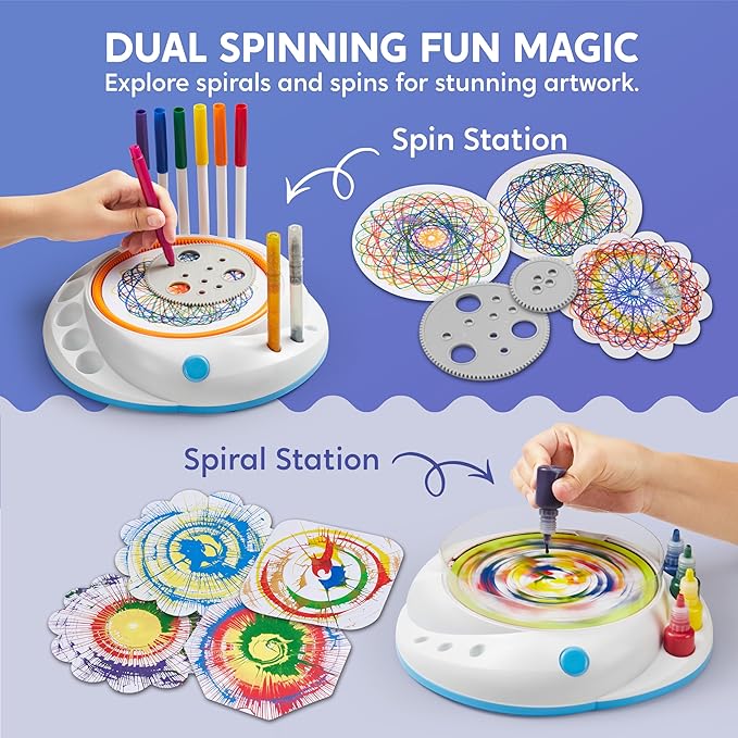 Klever Kits Spin Art for Kids, Spin Spiro Machine Kit, Arts & Crafts Paint for Boys & Girls, Painting Spinner Toys Kits, DIY Birthday Gifts for Kids Age 6 and up