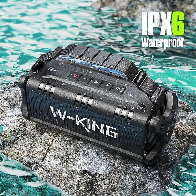 W-KING Bluetooth Speaker, 90W Max Loud Portable Speakers Bluetooth Wireless, IPX6 Waterproof Outdoor Speaker with 50W Deep Bass/2 Powerful Subwoofer/40H/Power Bank/EQ/TF/AUX/NFC for Pool/Party/Travel