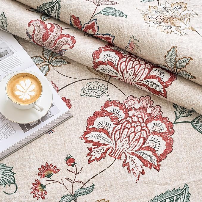 jinchan 2x5 Floral Runner Rug for Hallway Washable Kitchen Runner Vintage Romance Design Non Slip Thin Indoor Floor Cover Low-Profile Throw Carpet for Entryway Bathroom Bedroom Porch, Red/Beige