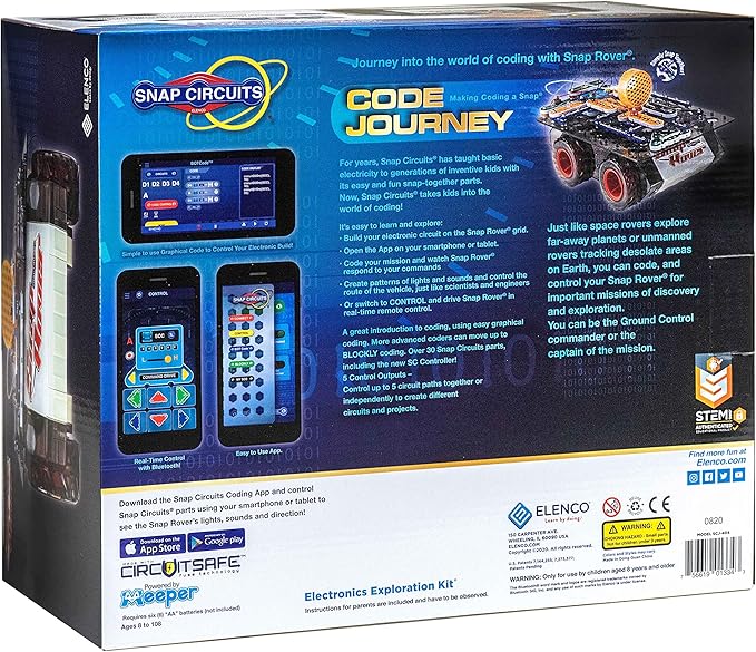 Snap Circuits Code Journey, Build Your Circuit, Code Your Commands, and Drive, Bluetooth Controlled, STEM Building Toy for Ages 8 to 108