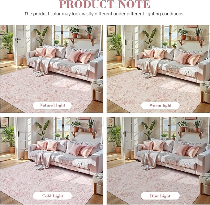 Pink 3x10 Runner Rug for Hallways Bed Side Kitchen, Boho Washable Distressed Low-Pile Floor Entryway Long Bathroom Mat, Non-Slip Laundry Room Washstand Front Carpet Green 36x84 Inch