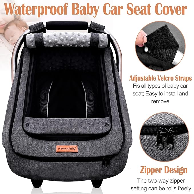 Waterproof Baby Stoller Bunting Bags Winter Carseat Canopies Cover to Protect Baby from Cold Wind, Super Warm Plush Fleece Baby Carrier Cover for Infant Boys Girls, Keeps Babies Warm and Cozy
