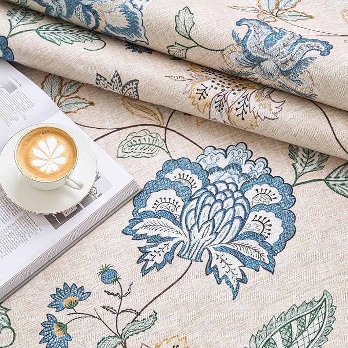 jinchan 2x5 Floral Runner Rug for Hallway Washable Kitchen Runner Vintage Romance Design Non Slip Thin Indoor Floor Cover Low-Profile Throw Carpet for Entryway Bathroom Bedroom Porch, Blue/Beige