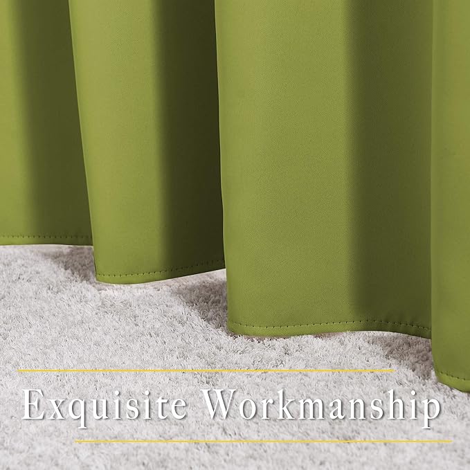 NICETOWN Room Darkening Fresh Green Curtains 84 inches Long, Grommet Room Darkening Thermal Insulated Sound Dampening Window Treatments for Bedroom/Home Office, 2 Panels, W46 x L84