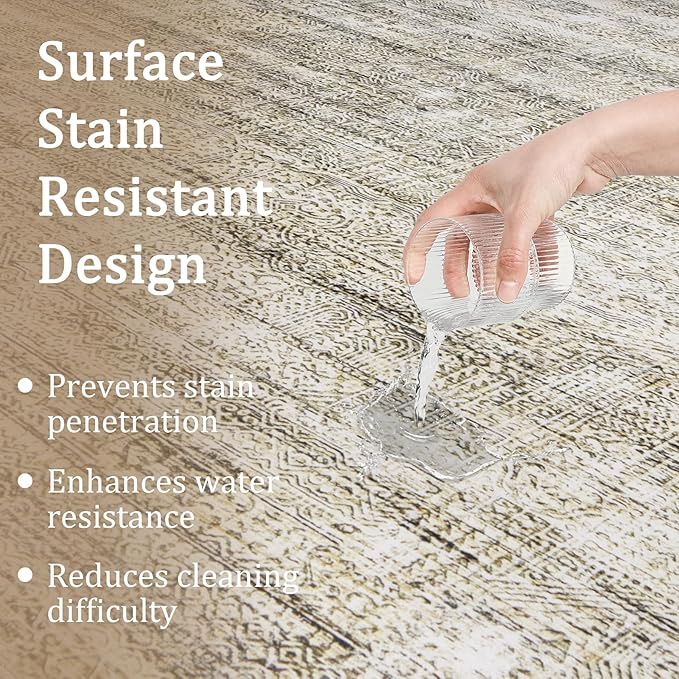 5x7 Area Rug Living Room Rugs - Washable Rug Large Modern Abstract Soft Thin Carpets Indoor Floor No Slip Vintage Carpet for Bedroom Under Dining Table Nursery Home Office Decor Nature