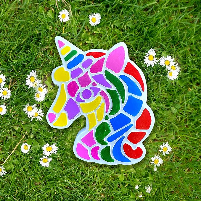 TOYLI Unicorn Painting Kit for Kids, Art Set, DIY Project, Stepping Stone Kit, Includes 2 Brushes and 6 Paints, Mess-Free Arts and Crafts
