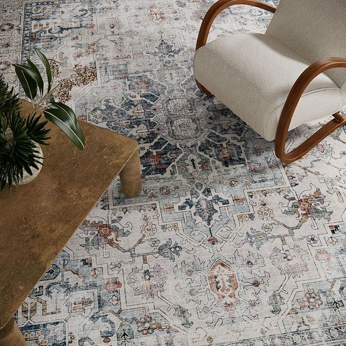 Machine Washable Throw Rugs for Entryway: Door Mat Indoor Entrance 4x6 Small Rug Stain Resistant Non-Slip Low Pile Soft Carpet for Kitchen Front Door Indoor Entry Bathroom Bedroom