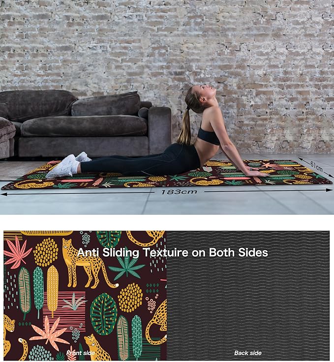 Non Slip Yoga Mat TPE Workout Mat for Men Women, Thick Workout Mat with Carrying Strap, Fitness Mats for Exercise, Yoga, Fitness, Pilates, Floor Workouts (72" x 24" x 6mm)