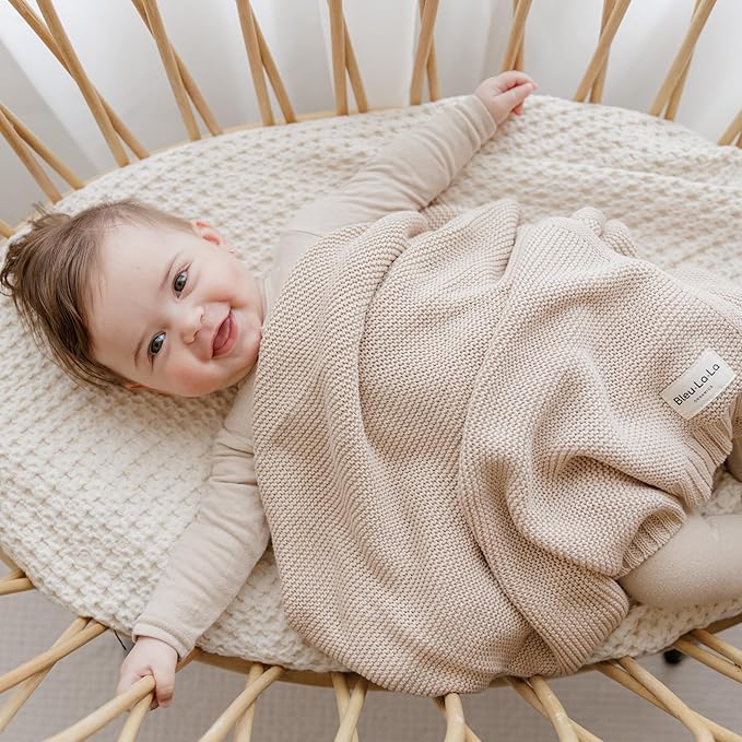 Heritage Knit 100% Organic Cotton Baby Swaddle Blanket for Boys and Girls - Soft Warm Cozy Unisex Receiving Cuddle Crib Blanket for Newborns, Infants & Toddlers (Hunter Green, 0-2 Years)