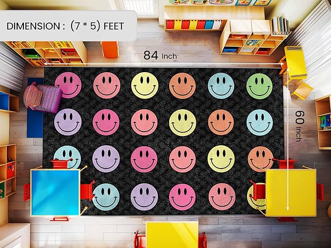 OLEEK Large Classroom Rug Elementary 5x7 - Classroom Rugs for Kids Room - Classroom Carpet Elementary - Kids playroom Rug 5 x 7 - Preschool Rugs for Classroom - Schoolgirl Style Classroom Decor