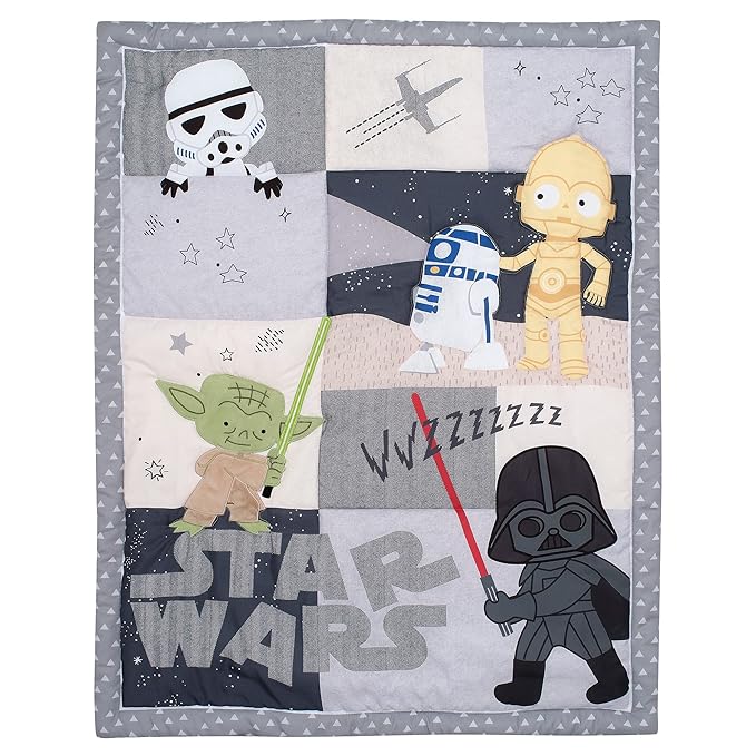 Lambs & Ivy Star Wars Classic 3-Piece Baby Crib Bedding Set - Yoda/Darth Vader