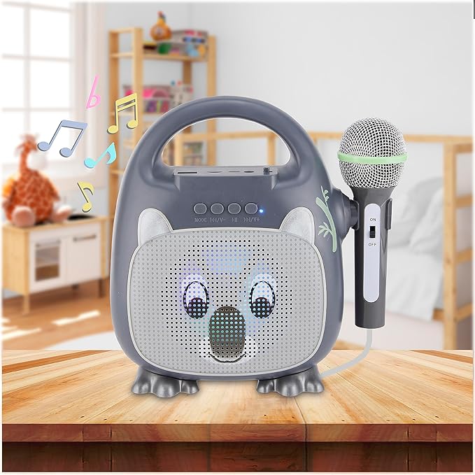 Singimals Kids Karaoke Speaker with Microphone - Unleash Your Child's Inner Superstar, Bluetooth v5.1, 12H Playtime, 5W Speaker, Multicolor LED Lighting, Kubby The Koala