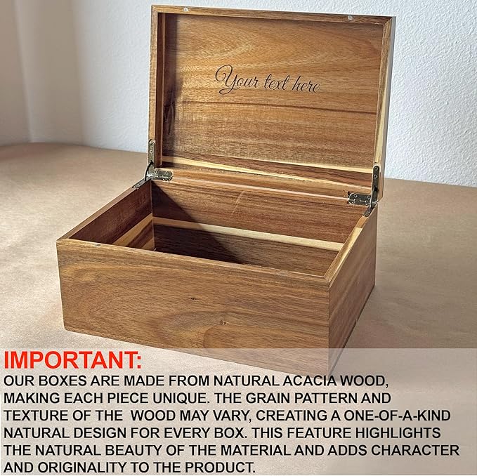 Personalized Christmas Gifts for Dad - Custom Engraved Wooden Box with Kids Names, Unique Father's Day Gift Idea, Grandpa Papa Gift Xmas, Acacia Wood Keepsake Box 11x8x4.75 in
