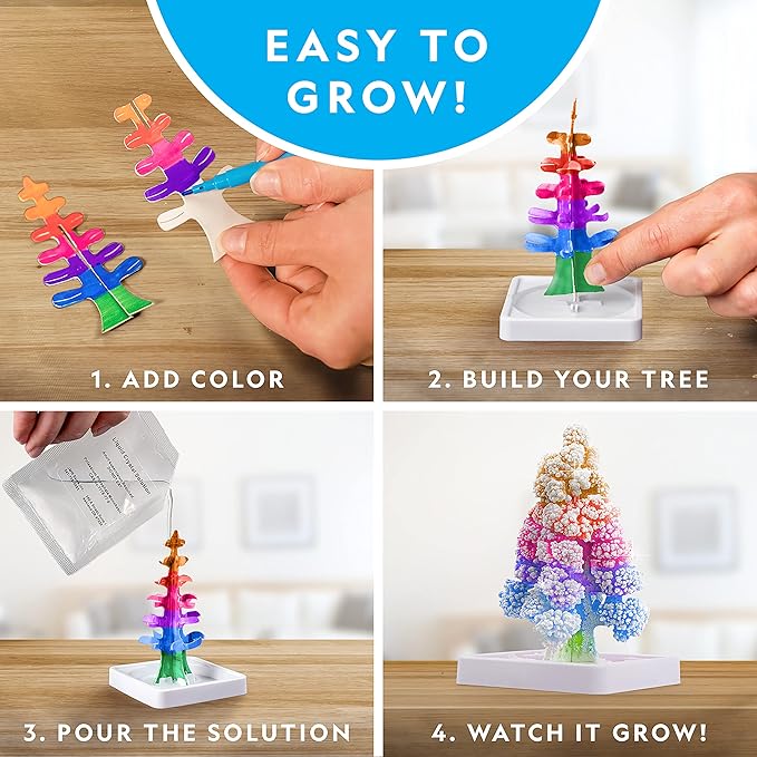 National Geographic Craft Kits for Kids - Crystal Growing Kit, Grow 6 Crystal Trees in Just 6 Hours, Educational Craft Kit with Art Supplies, Geode Specimen, STEM Arts & Crafts Kit (Amazon Exclusive)