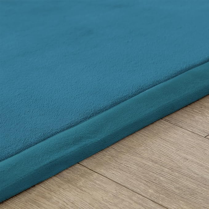 Loartee Coral Velvet Crawling Rugs & Area Rugs (6.0'x 6'8", Blue) for Toddler Children Play Mat & Yoga Mat Exercise Pads