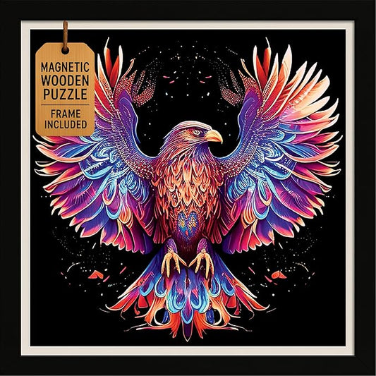 Magnetic Jigsaw Puzzles For Adults With Frame - Wooden Puzzle Animals 200 Piece - Lazer Cut Wooden Puzzles - Rompe Cabezas Para Adultos - Animal Head Wall Art Decor - Christmas & Birthday Gift (Eagle)