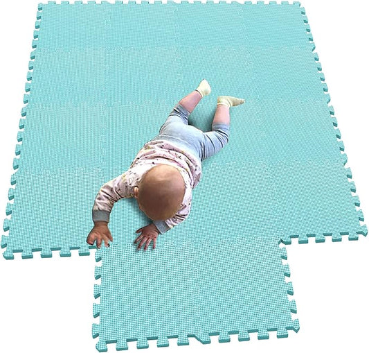 MQIAOHAM® 18 Pieces Puzzle Play Mats, Soft Baby Play Mat, Kids Interlocking Foam Floor Tiles, Toddlers Carpet Playmats G301018-108