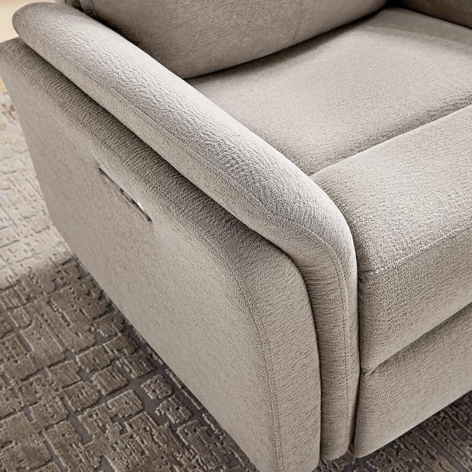 Power Recliner Chair Swivel Glider, Electric Rocking Recliner Chairs with USB and Type-C Ports, Nursery Chair Recliner for Living Room, Bedroom, Apartment（Camel）