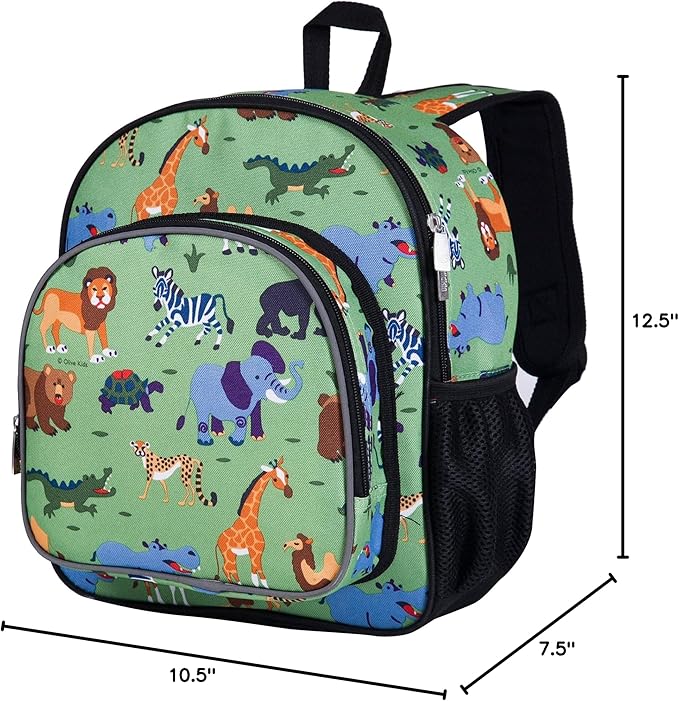 Wildkin 12-inch Kids Backpack – Padded, Adjustable, Ideal for Daycare & Travel - Wild Animals