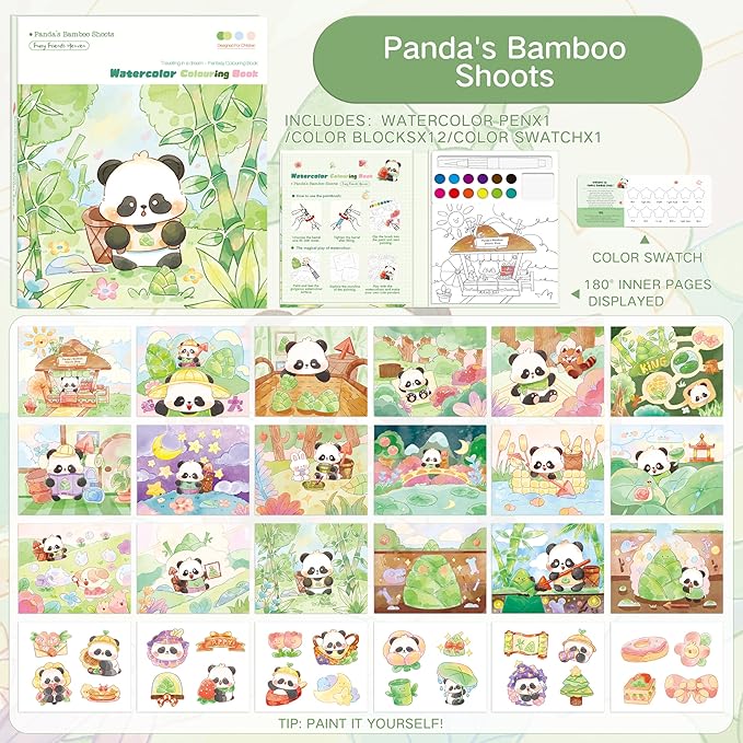Paint with Water Coloring Books for Kids Ages 3-5, 4-8 – Cute Coloring Book for Teens,Arts and Crafts for Kids Ages 3 4 5 6 7 8+, Birthday Gift Toys for Girls Boys,Travel Toys-Panda
