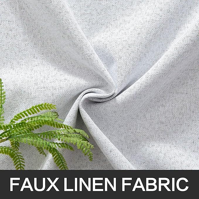 MIULEE Linen Blackout Curtains for Bedroom Solid 100% Blackout Thermal Insulated Grayish White Curtains Grommet Room Darkening Curtains/Drapes for Living Room 42x90 Inch (2 Panels)