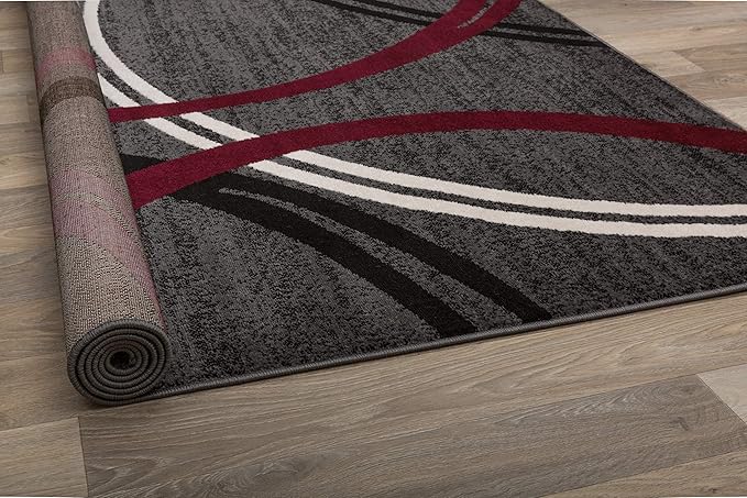 Rugshop Modern Wavy Circles Design Area Rug 9' x 12' Red