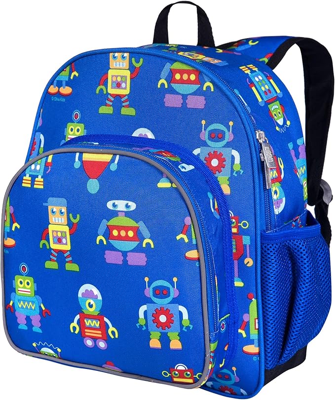 Wildkin 12-inch Kids Backpack – Padded, Adjustable, Ideal for Daycare & Travel - Robots