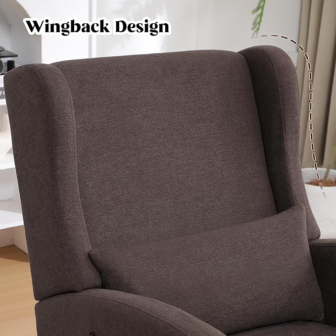 Rocking Chair Nursery with Foot Rest, Wingback Nursery Rocking Chairs, Nursing Glider Rocker Chair with Pillow and High Back for Nursery, Living Room, Bedroom, Coffee