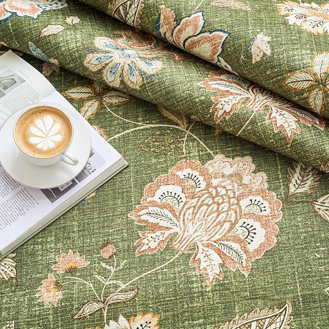 jinchan 3x5 Floral Rug for Entryway Washable Kitchen Rug Vintage Romance Design Small Mat Non Slip Indoor Doormat Lightweight Low-Profile Throw Carpet for Entrance Bathroom Laundry Room, Green