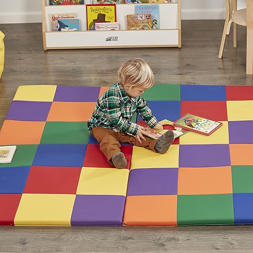 ECR4Kids SoftZone Patchwork Activity Mat, Folding Playmat, Assorted