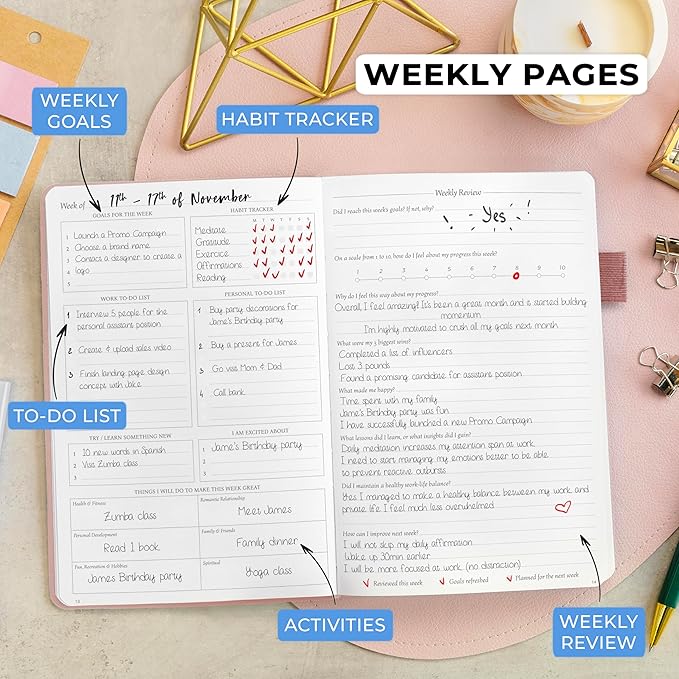 Legend Planner Daily for 3 Months – Undated Monthly Weekly & Daily Planner to Hit Goals. Organizer & Productivity Journal, A5 (Rose Gold)