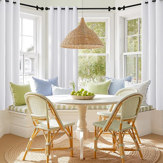 NICETOWN Cafe Curtains 100% Blackout Window Treatments, Grommet Thermal Drapes Heat Blocking Sound Reducing Curtains for Bathroom/Bedroom, White, W52 x L45, 2 Panels