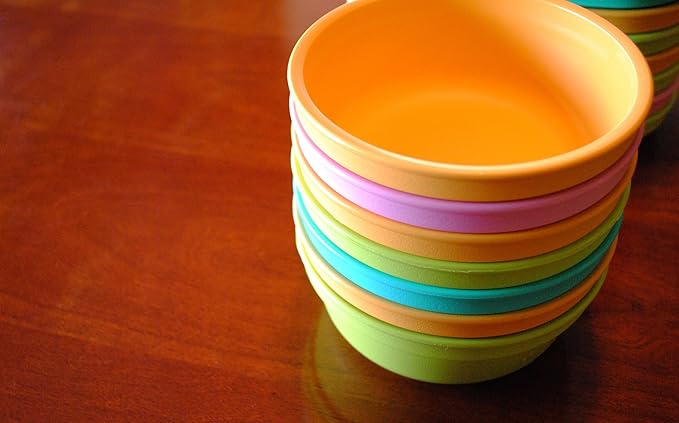 Re-Play 12 Oz. Toddler Bowls for Snack and Everyday Dining - Dishwasher and Microwave Safe - Made in USA - Set of 3-5.75" x 5.75" x 2" - Aqua Asst