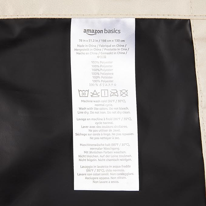 Amazon Basics Portable Blackout Curtain Shade with Suction Cups, 50"W x 78"L, 2-Pack, Beige