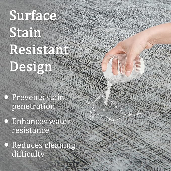 5x7 Area Rug Living Room Rugs - Washable Rug Large Modern Abstract Soft Thin Carpets Indoor Floor No Slip Vintage Carpet for Bedroom Under Dining Table Nursery Home Office Decor Gray Blue